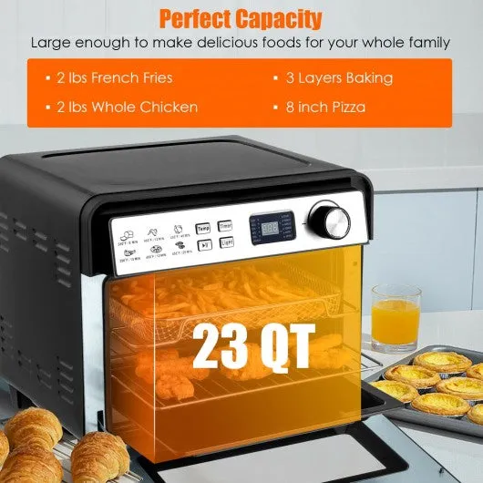 12-in-1 23 QT Digital Toaster Air Fryer Oven Rotisserie with 9 Accessories