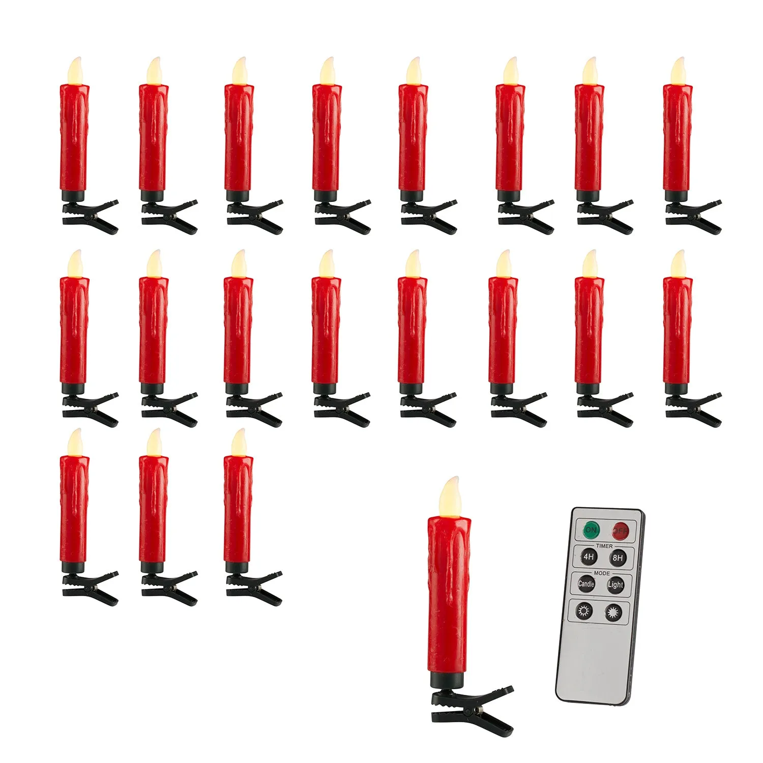 20 Festive Red Candle Lights for Christmas Tree Decoration