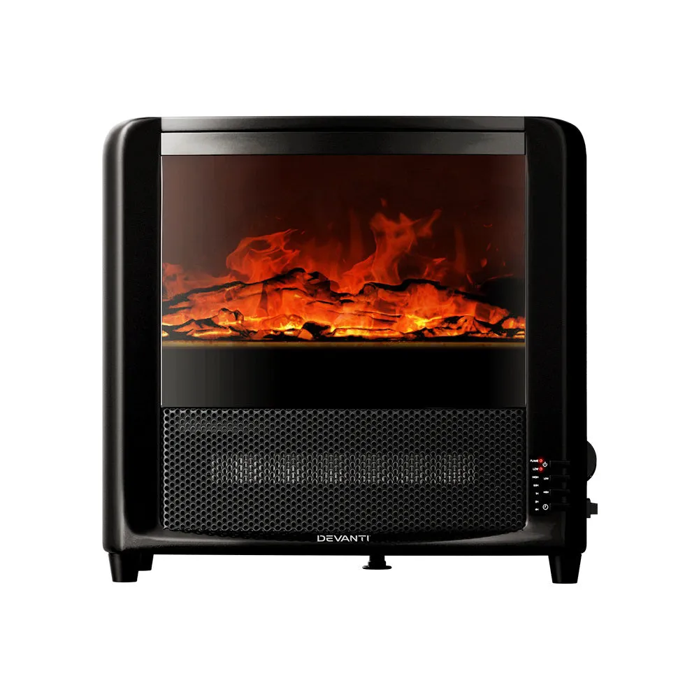 2000W Electric Fireplace Heater, 3D Flame, Timer - Devanti