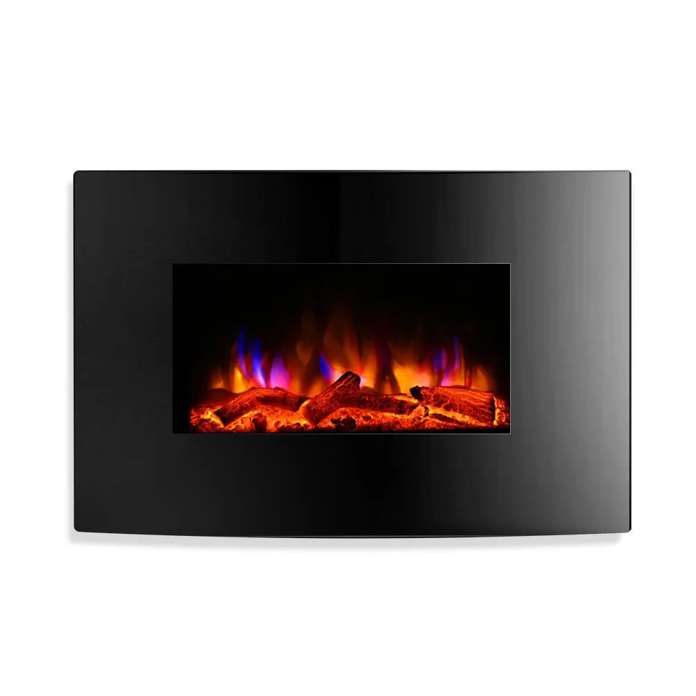 2000W Electric Fireplace Heater Wall Mounted 3D Fire Log Wood Effect