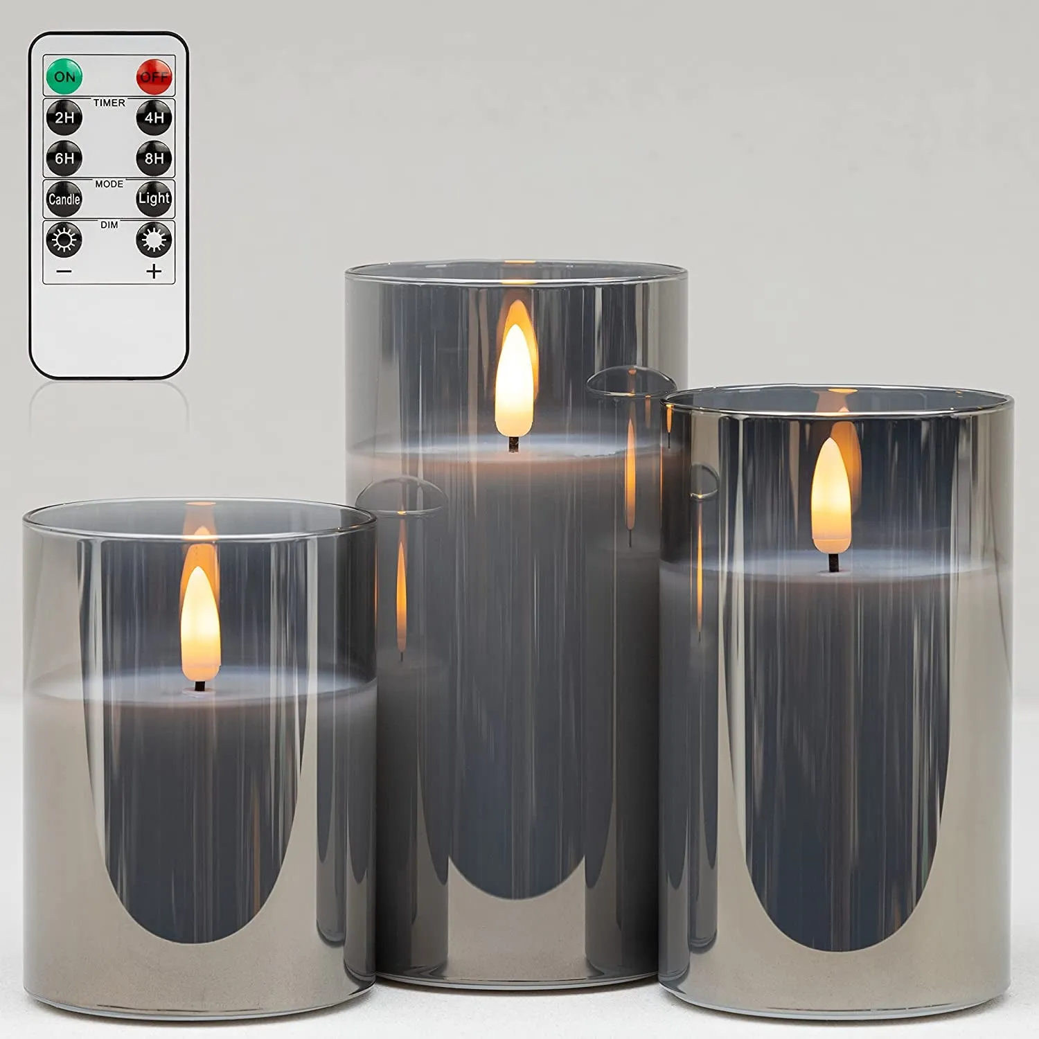 3-Pack Realistic Flickering Flameless LED Candles with Remote and Timer