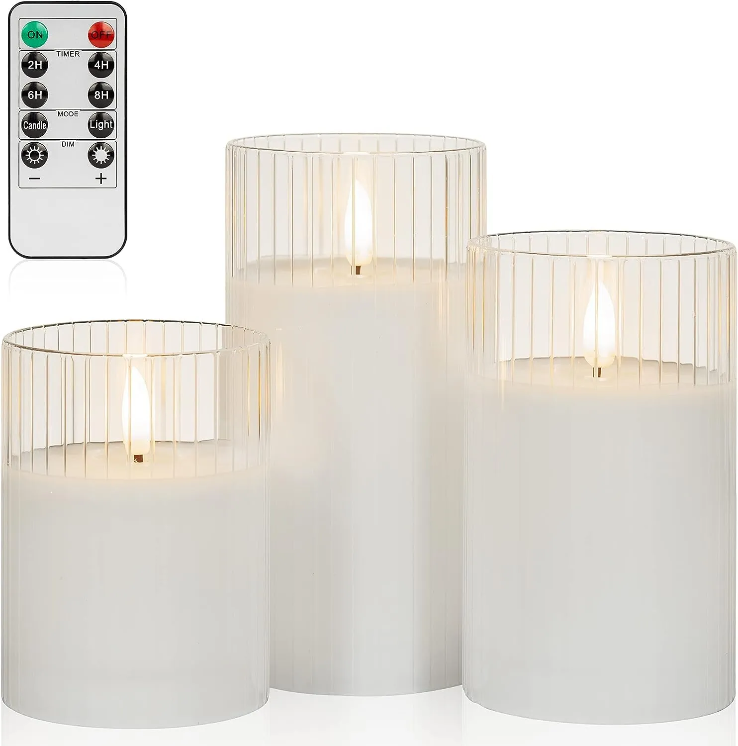 3-Pack Realistic Flickering Flameless LED Candles with Remote and Timer