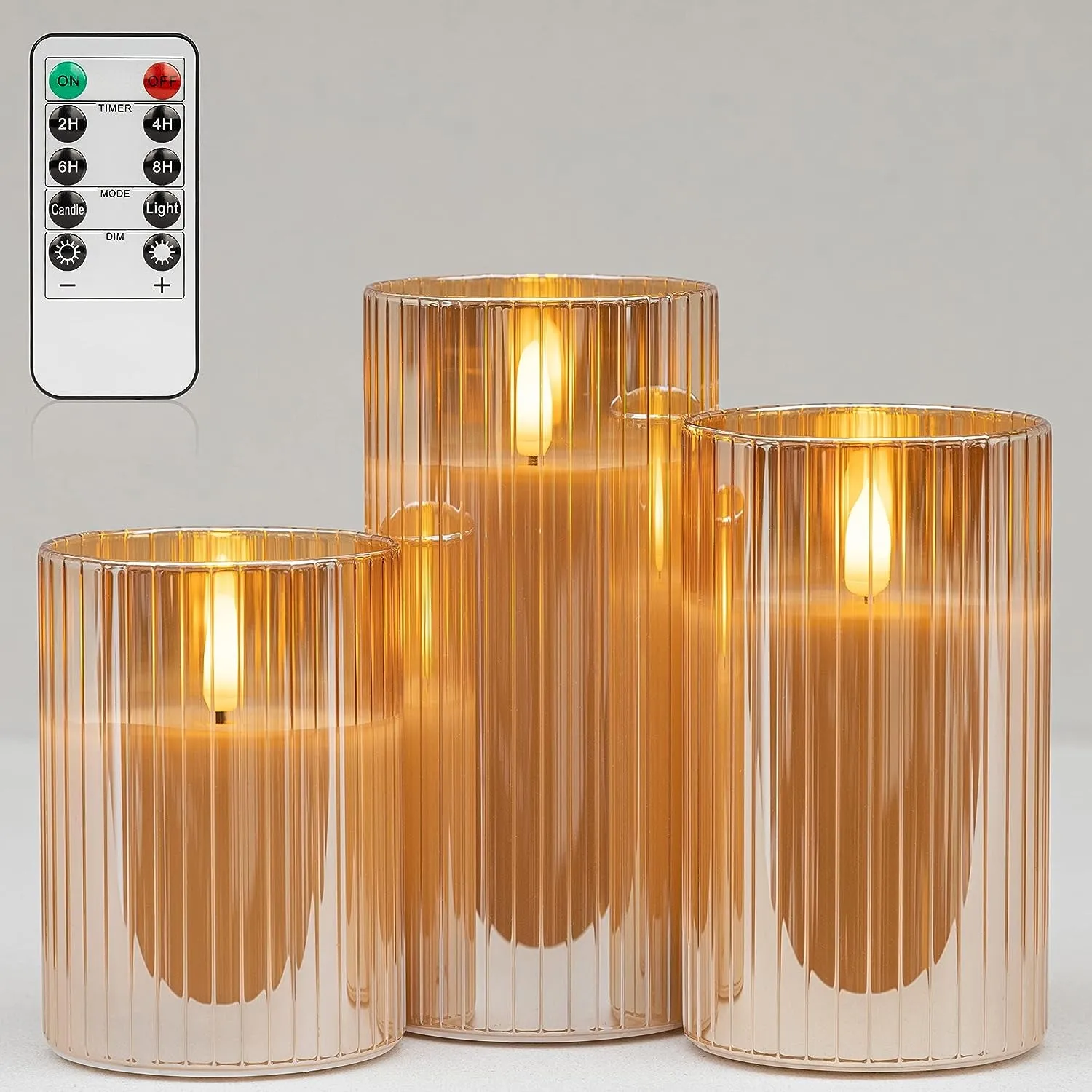 3-Pack Realistic Flickering Flameless LED Candles with Remote and Timer