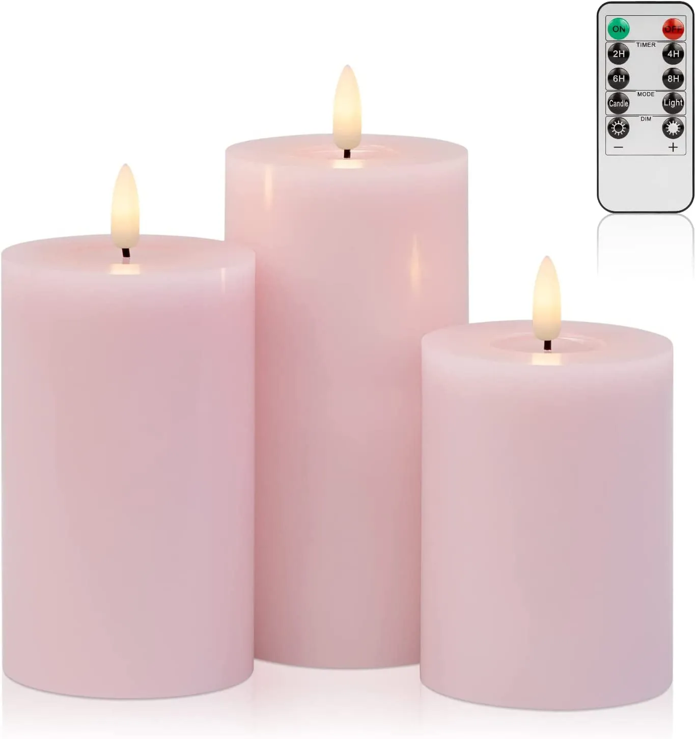 3-Pack Realistic Flickering Flameless LED Candles with Remote and Timer