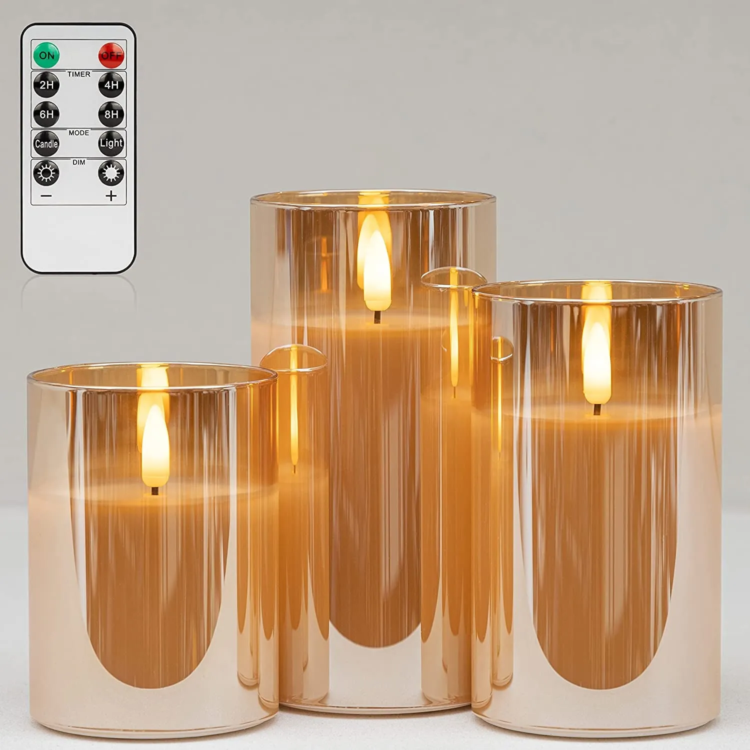 3-Pack Realistic Flickering Flameless LED Candles with Remote and Timer