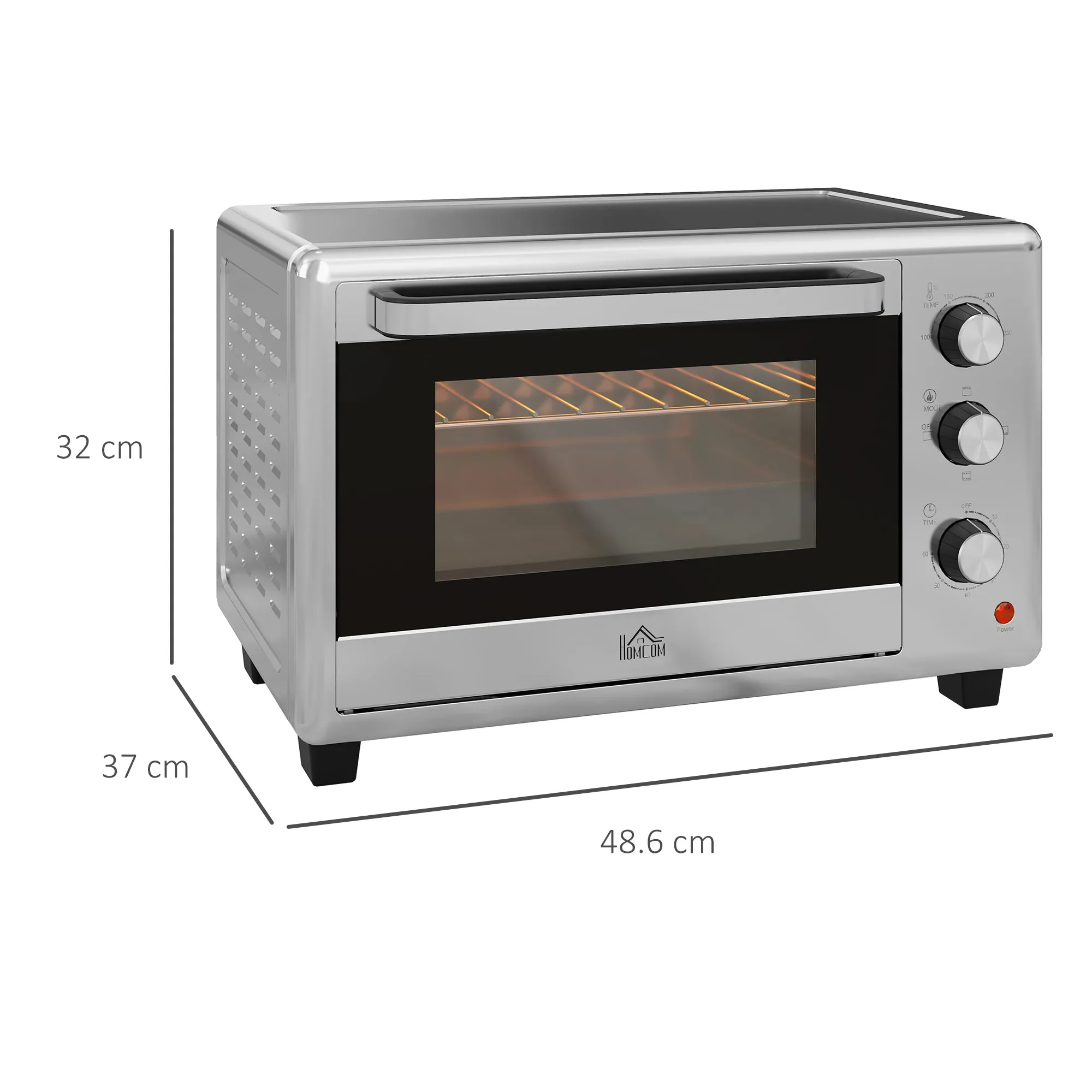 30L Mini Oven with Adjustable Temperature, 60 Min Time 1600W, Silver