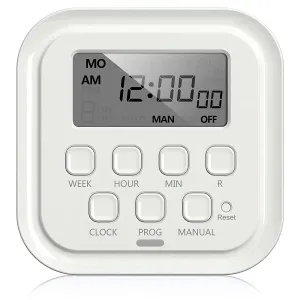 7 Day Heavy Duty Digital Timer, Dual Outlet, On/Off Programs 3-Prong Programmable Timer BN-LINK