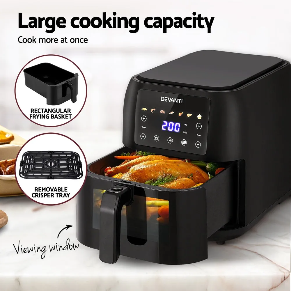 8L LCD Air Fryer, 7 Presets, Non-Stick - Devanti