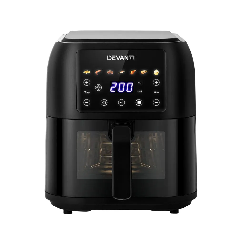 8L LCD Air Fryer, 7 Presets, Non-Stick - Devanti