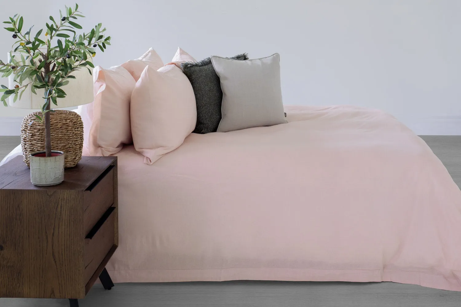 Ava Linen Look Duvet Set | Pink | King