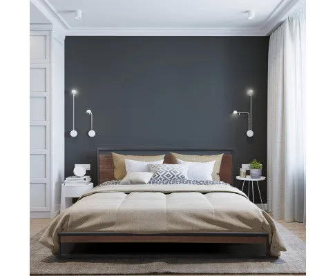 Azure Bed Frame With Headboard Black Wood Steel Platform Bed