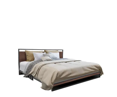 Azure Bed Frame With Headboard Black Wood Steel Platform Bed