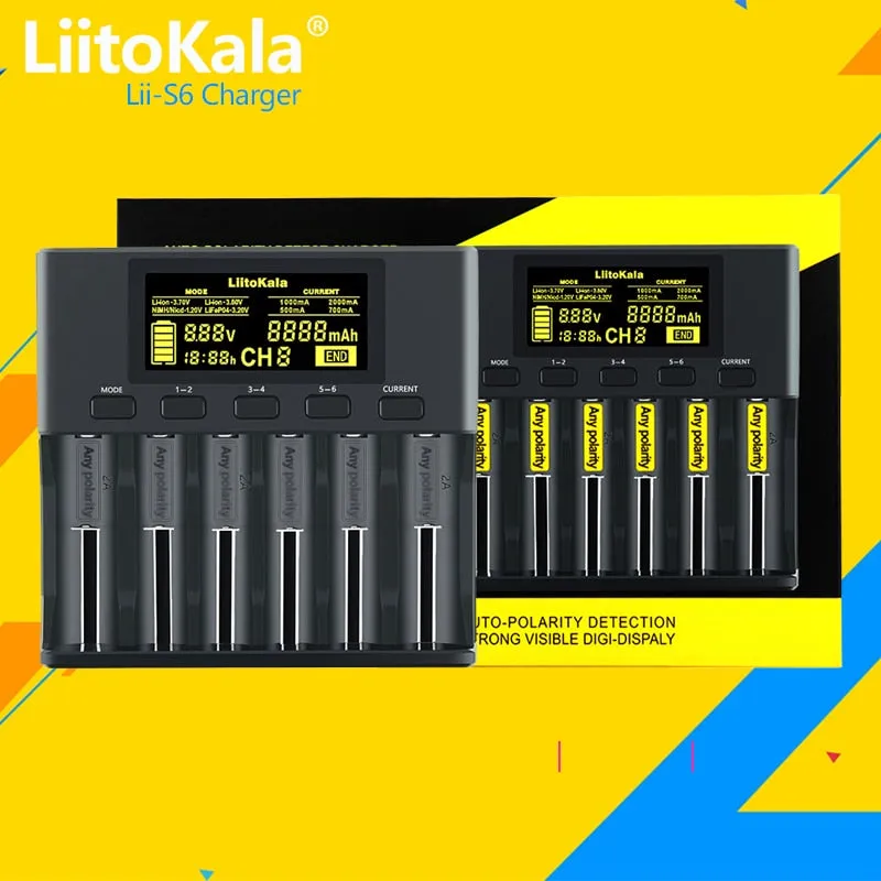 Battery Charger Lithium NiMH battery Smart Charger LiitoKala lii-S8 lii-S6 Lii-PD4 Lii-PD2 lii-S2 lii-S4 lii-402 lii-202 18650 26650 21700 lithium