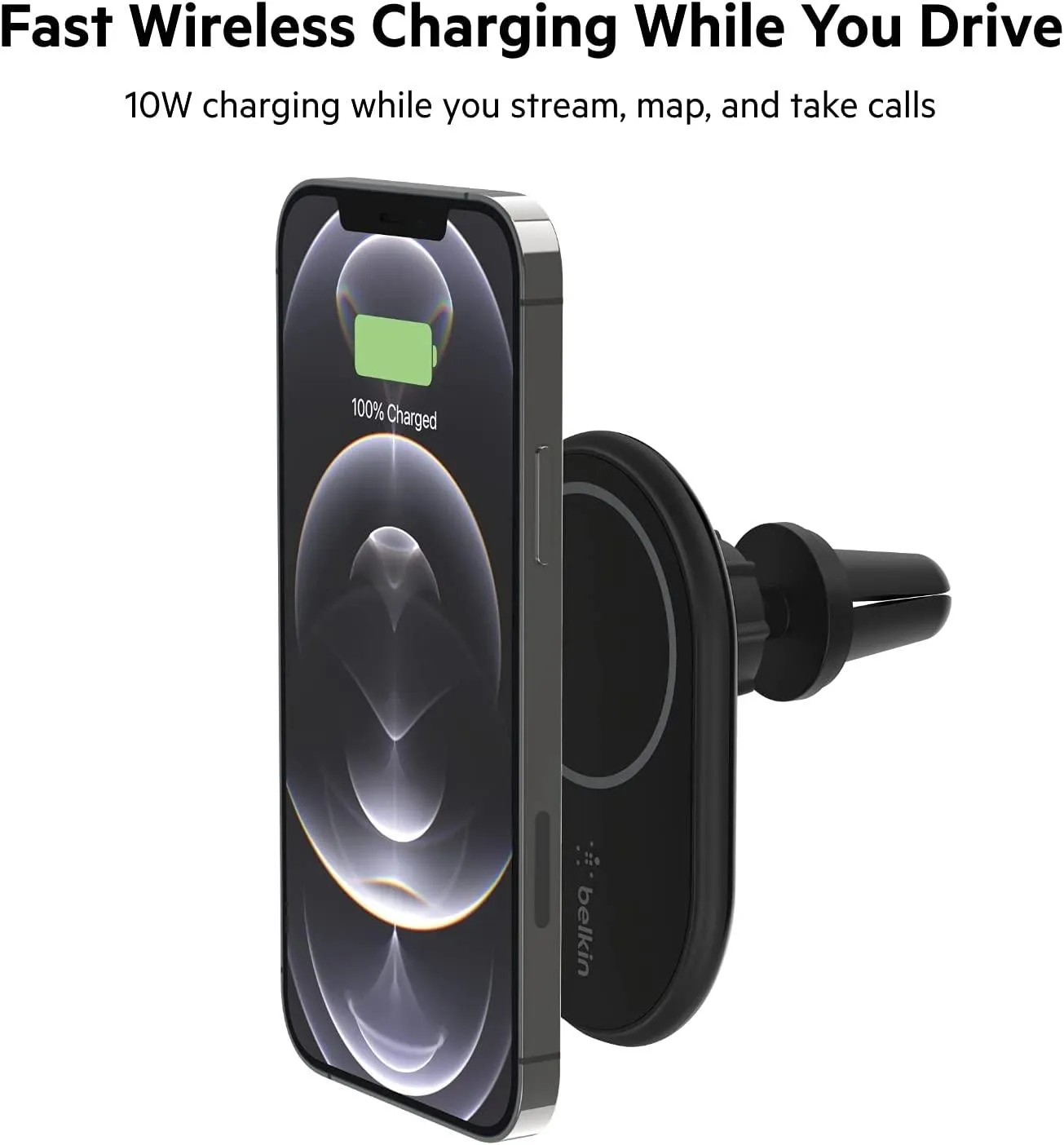 Belkin 10W Wireless Magnetic Car Charger for iPhone 12 & 13 - Black