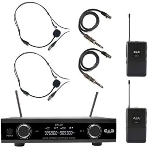 CAD Audio GXLD2BBAH Digital Dual-Channel Wireless Microphone and Bodypack System with Headsets and Guitar Cables, AH Frequency Band