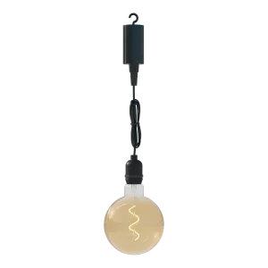 Calex Outdoor Pendant - Filament - G125 - 1W - Battery - Amber/Black