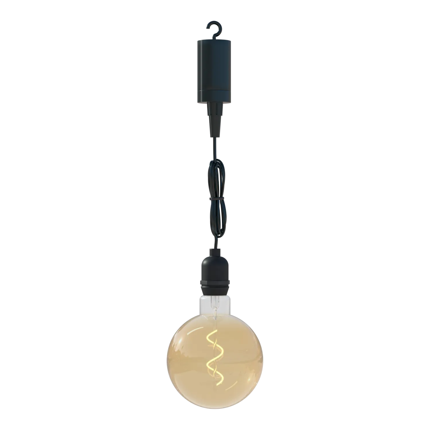 Calex Outdoor Pendant - Filament - G125 - 1W - Battery - Amber/Black