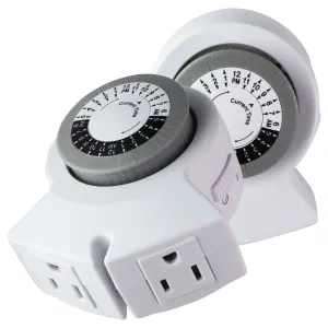 ClearPower 2-Outlet 24 Hour Indoor Mechanical Timer (2 Pack) CP50003