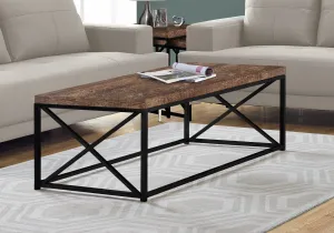 Coffee Table, Accent, Cocktail, Rectangular, Living Room, 44"l, Brown Laminate, Black Metal, Contemporary, Modern