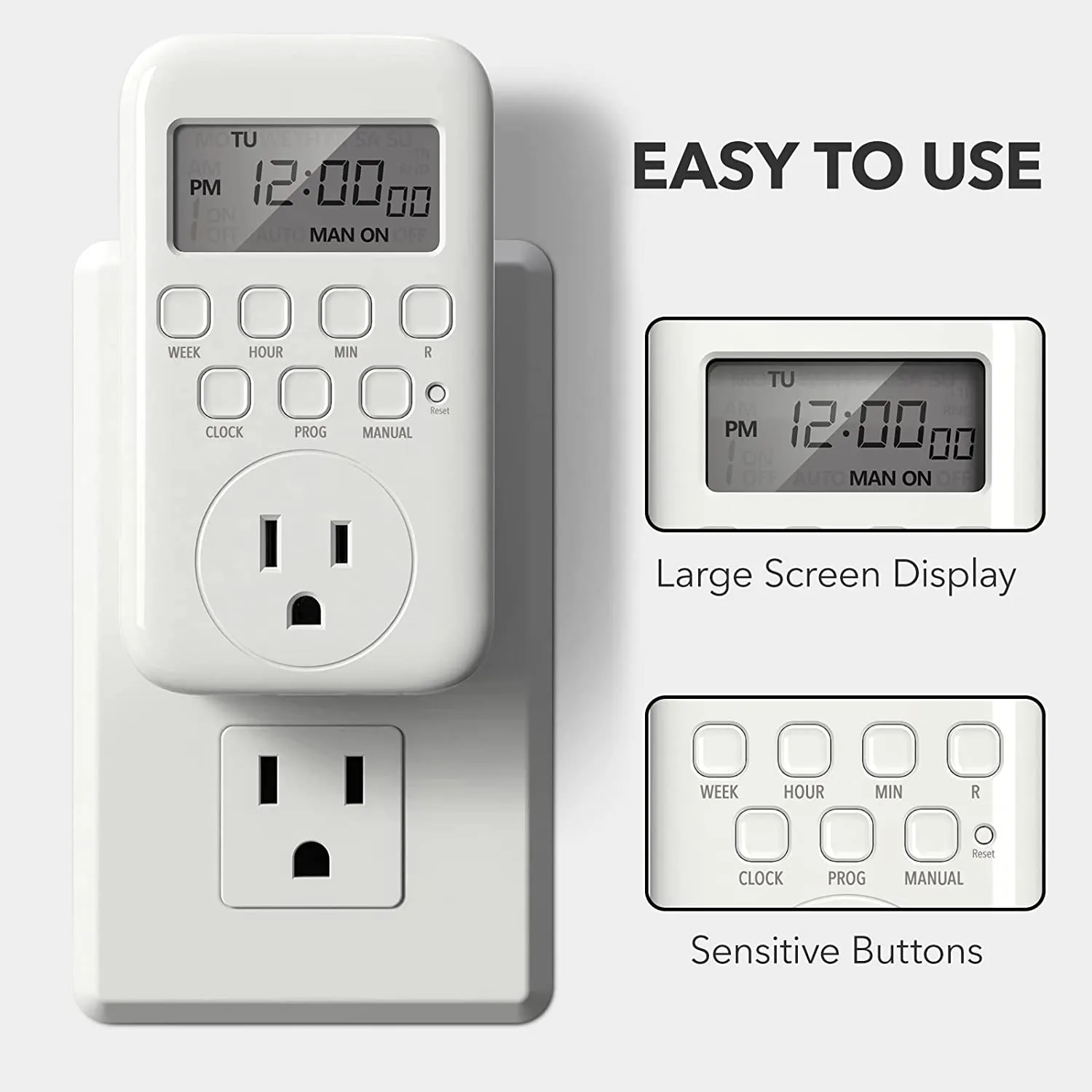 Digital Outlet 7 Day Heavy Duty Programmable  3-Prong Grounded BN-LINK