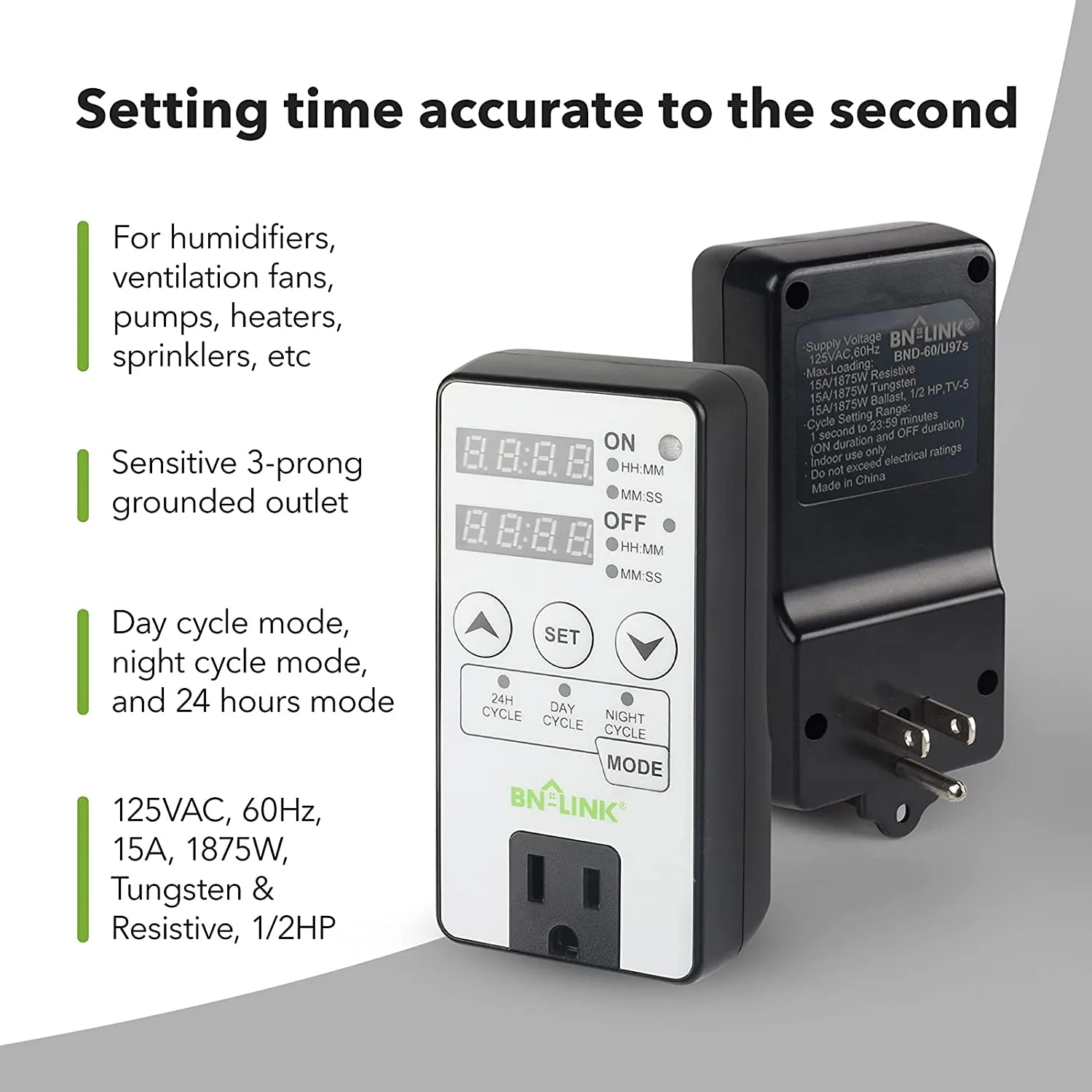 Digital Timer Outlet Short Period Repeat Cycle Intermittent Interval Timer Programmable BN-LINK