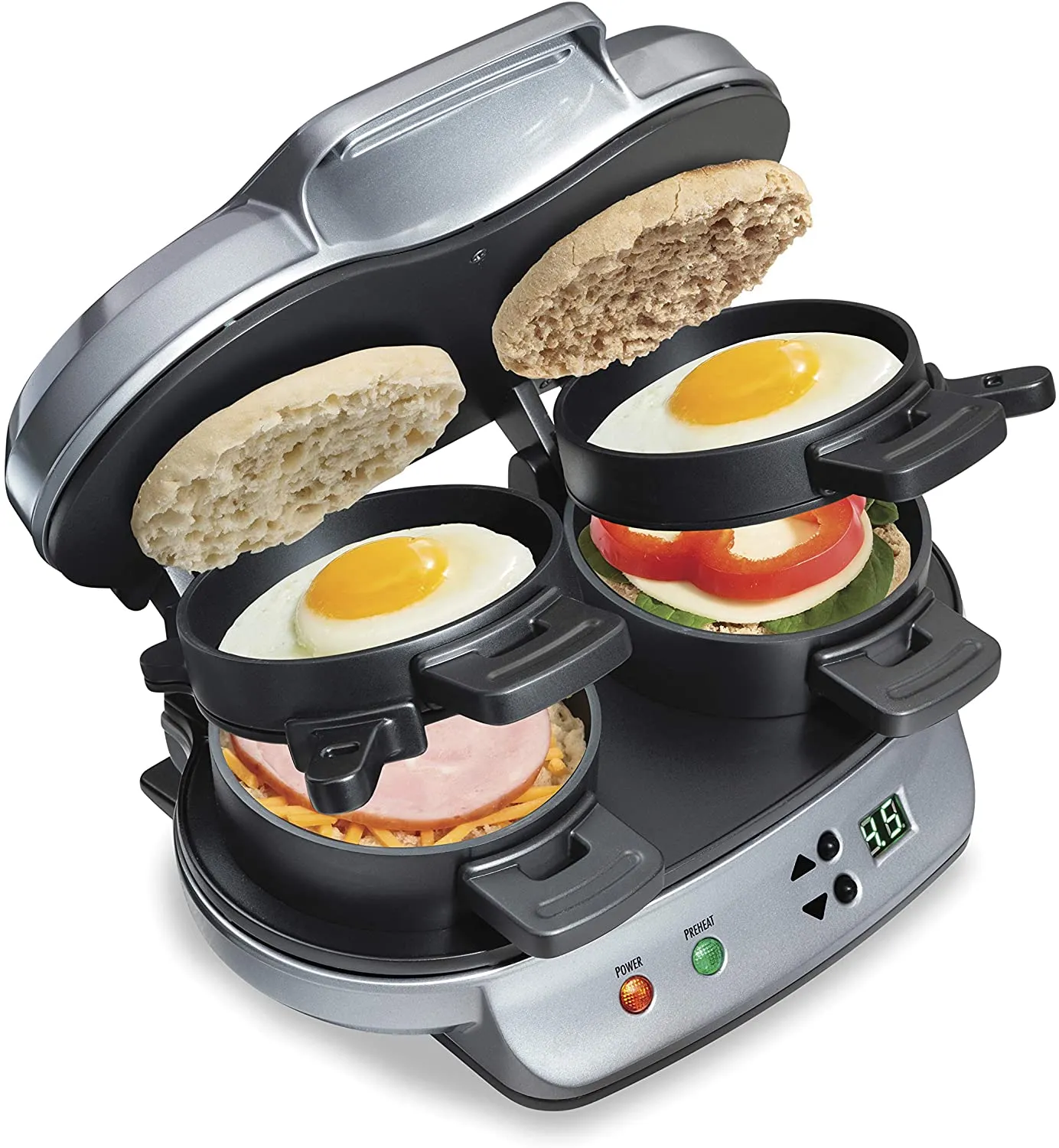 Dual Breakfast Sandwich Maker with Timer