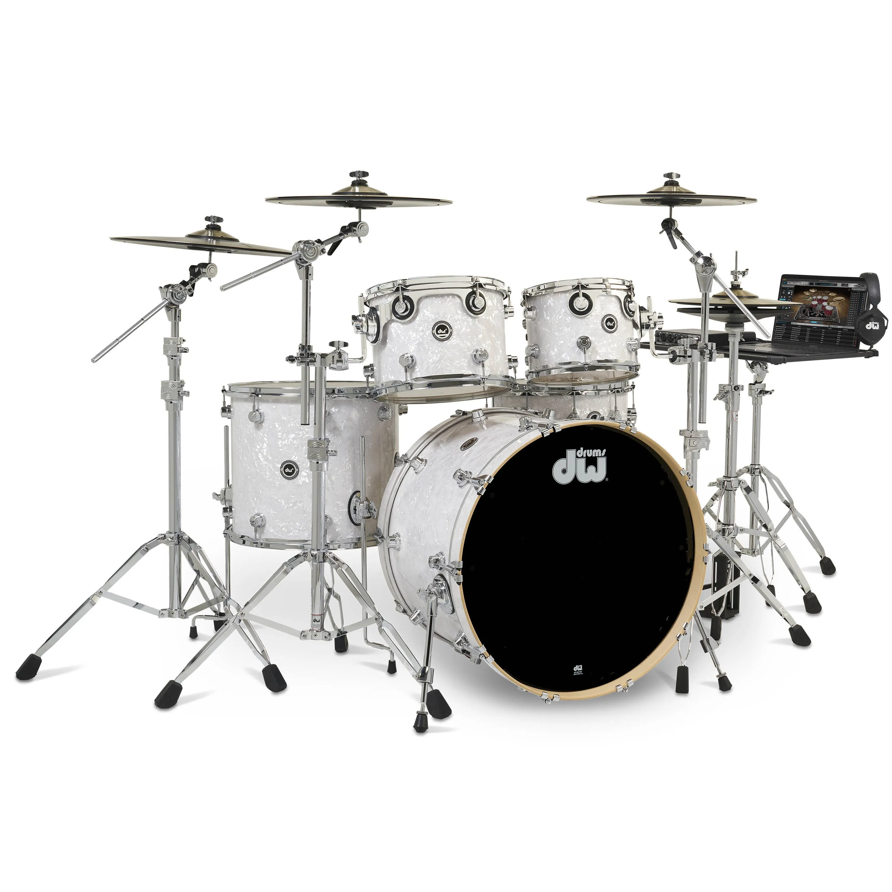 DWe 5-Piece White Marine Pearl Drum Set Bundle - Demo Model