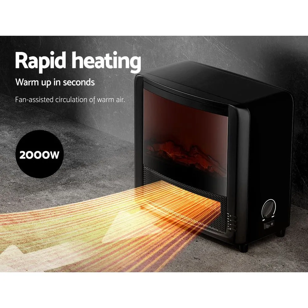 Electric Fireplace 3D Flame Effect Timer Portable Indoor Heater 2000W