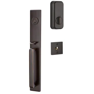 Emtek Single Cylinder Lausanne Handleset EMPowered Motorized Smart Lock Upgrade With Freestone Lever