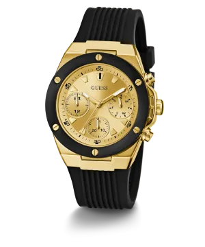 GUESS Ladies Black Gold Tone Multi-function Watch