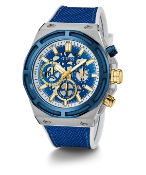 GUESS Mens Blue 2-Tone Multi-function Watch