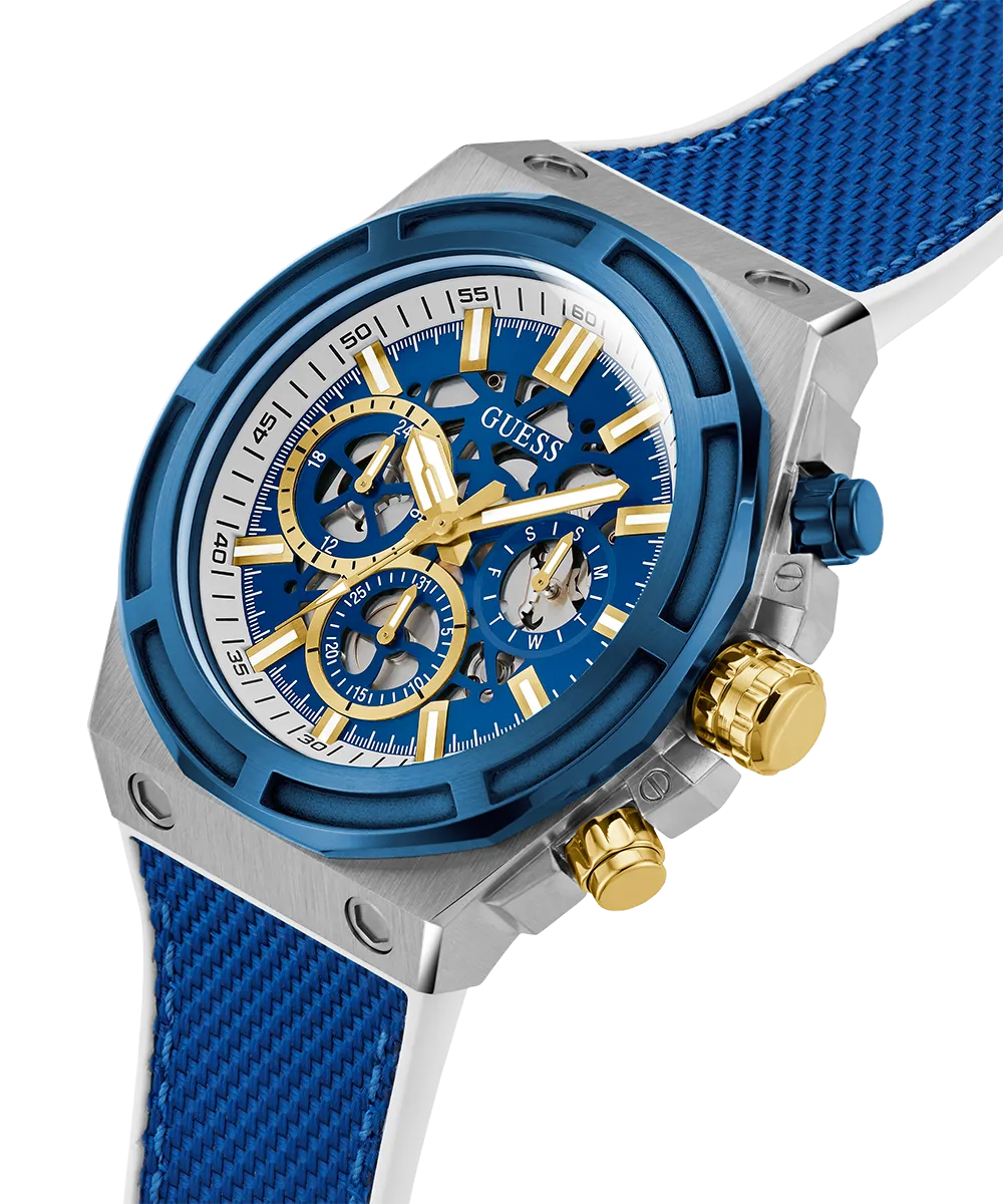 GUESS Mens Blue 2-Tone Multi-function Watch