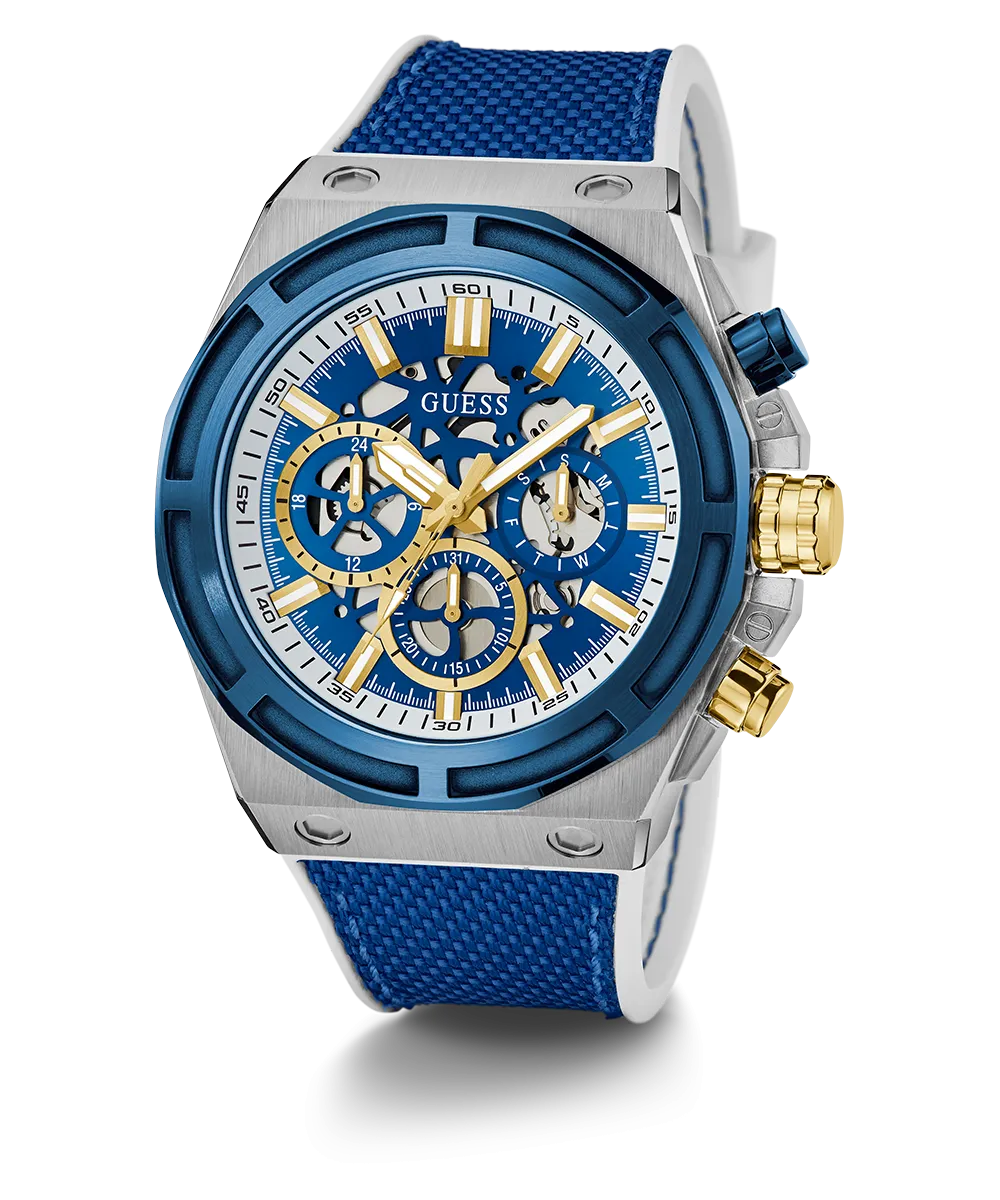 GUESS Mens Blue 2-Tone Multi-function Watch