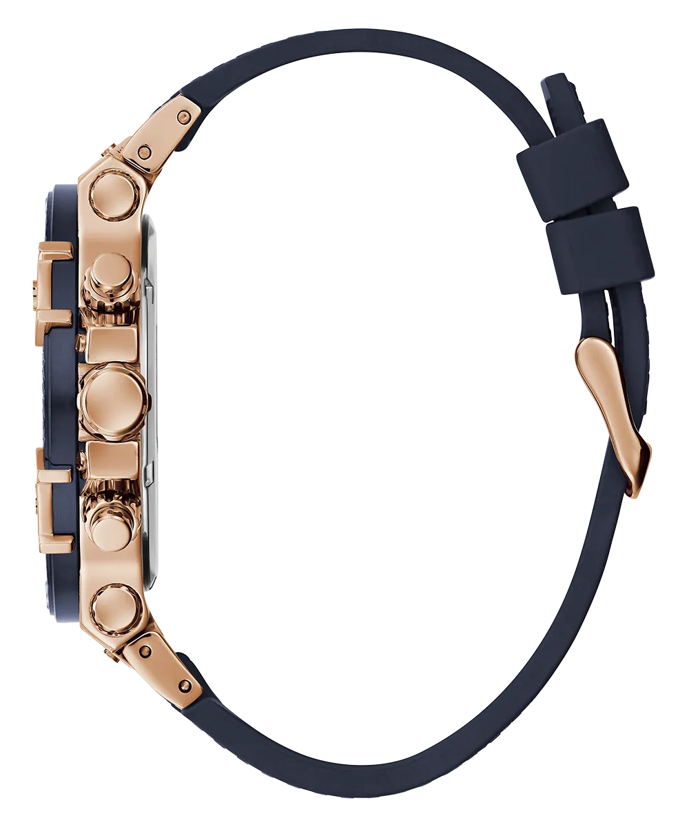 GUESS Mens Navy Rose Gold Tone Multi-function Watch