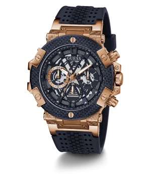 GUESS Mens Navy Rose Gold Tone Multi-function Watch