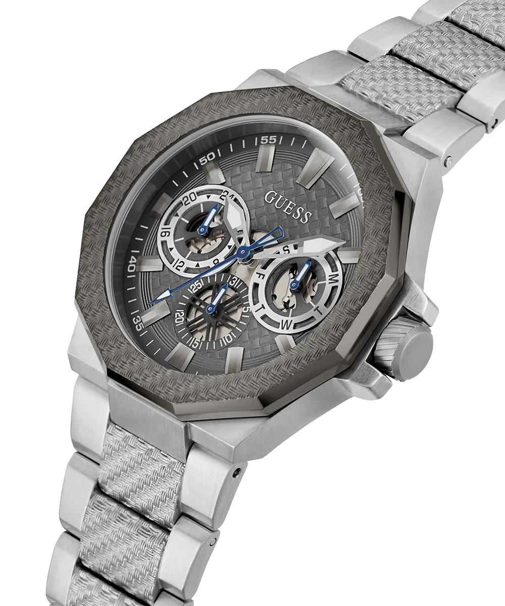 GUESS Mens Silver Tone 2-Tone Multi-function Watch