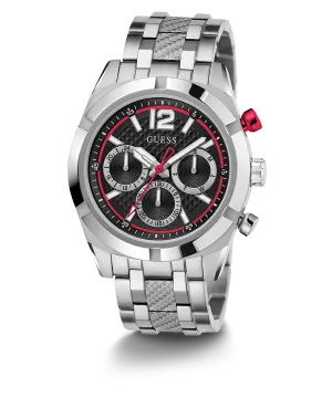 GUESS Mens Silver Tone Multi-function Watch