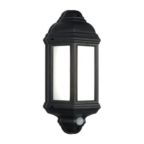 Halbury 7 Watt IP44 Natural White (4500K) LED Black PIR Half Lantern