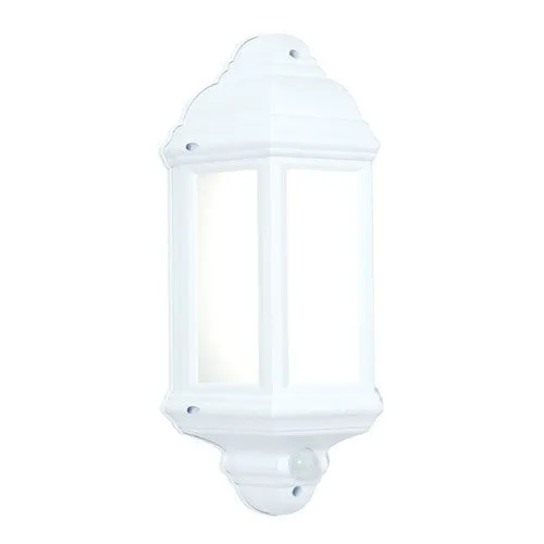 Halbury 7 Watt IP44 Natural White (4500K) LED Matt White PIR Half Lantern