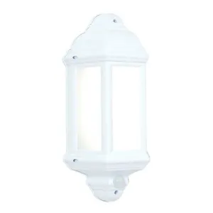 Halbury 7 Watt IP44 Natural White (4500K) LED Matt White PIR Half Lantern