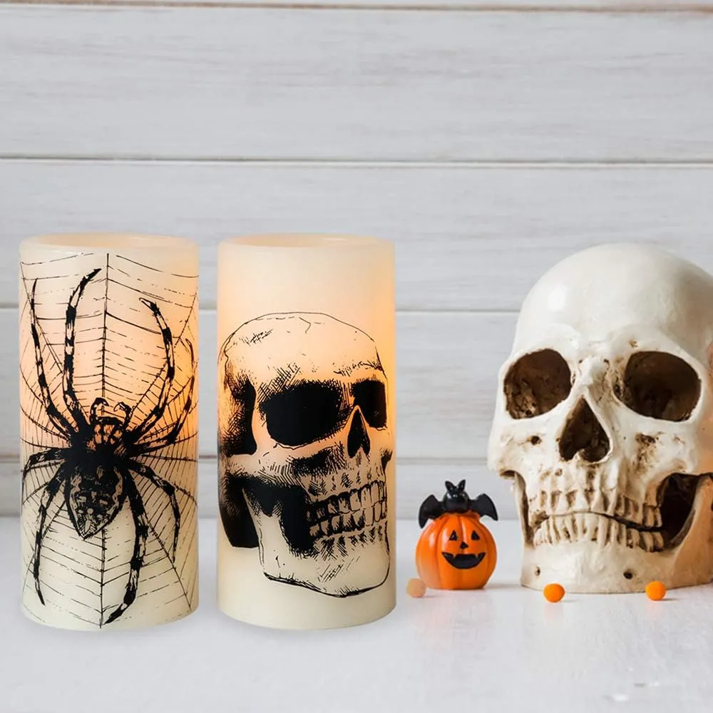 Halloween or Christmas Flameless Candles Color Changing with Remote Time