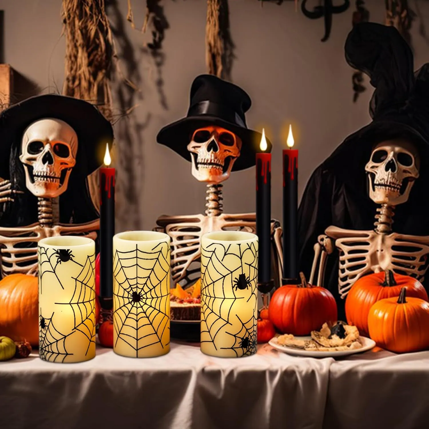 Halloween or Christmas Flameless Candles Color Changing with Remote Time