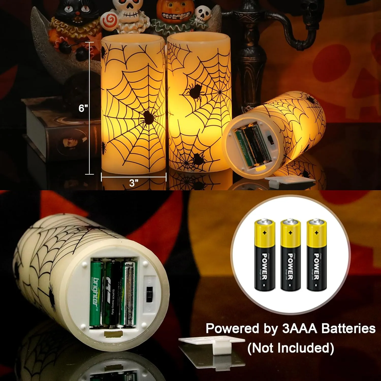 Halloween or Christmas Flameless Candles Color Changing with Remote Time