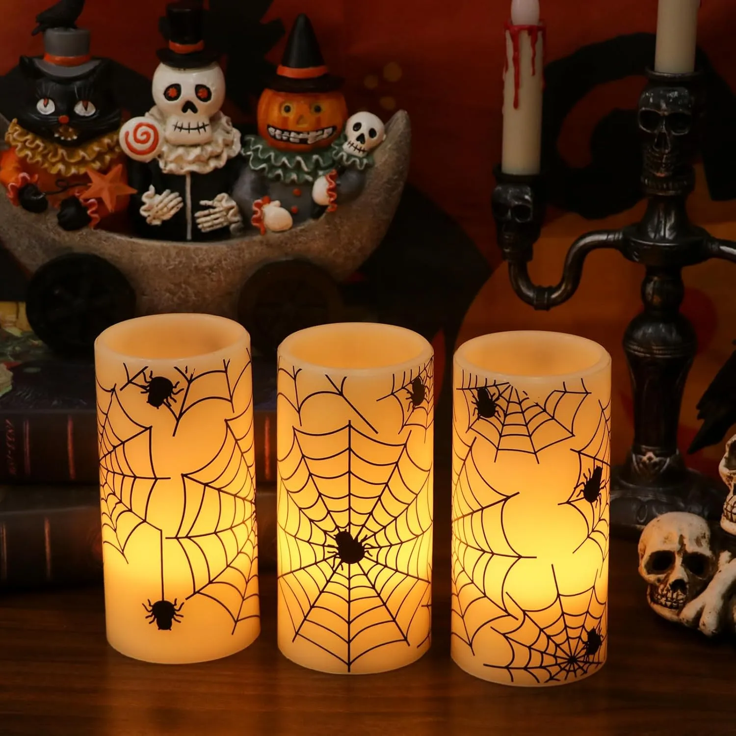 Halloween or Christmas Flameless Candles Color Changing with Remote Time