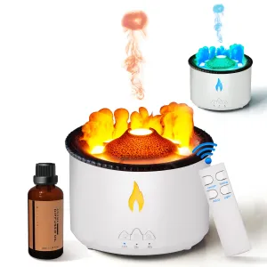 Humidifier for Home, Flame Diffuser Atmosphere Light Humidifier Portable Noiseless Aroma Aromatherapy Machine, Auto Shut-Off, Essential Oil Diffuser for Large Room, Home, Office (Valcano)