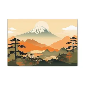 Japandi Ukiyo-e syle Mountain Scene | Canvas Gallery Wraps