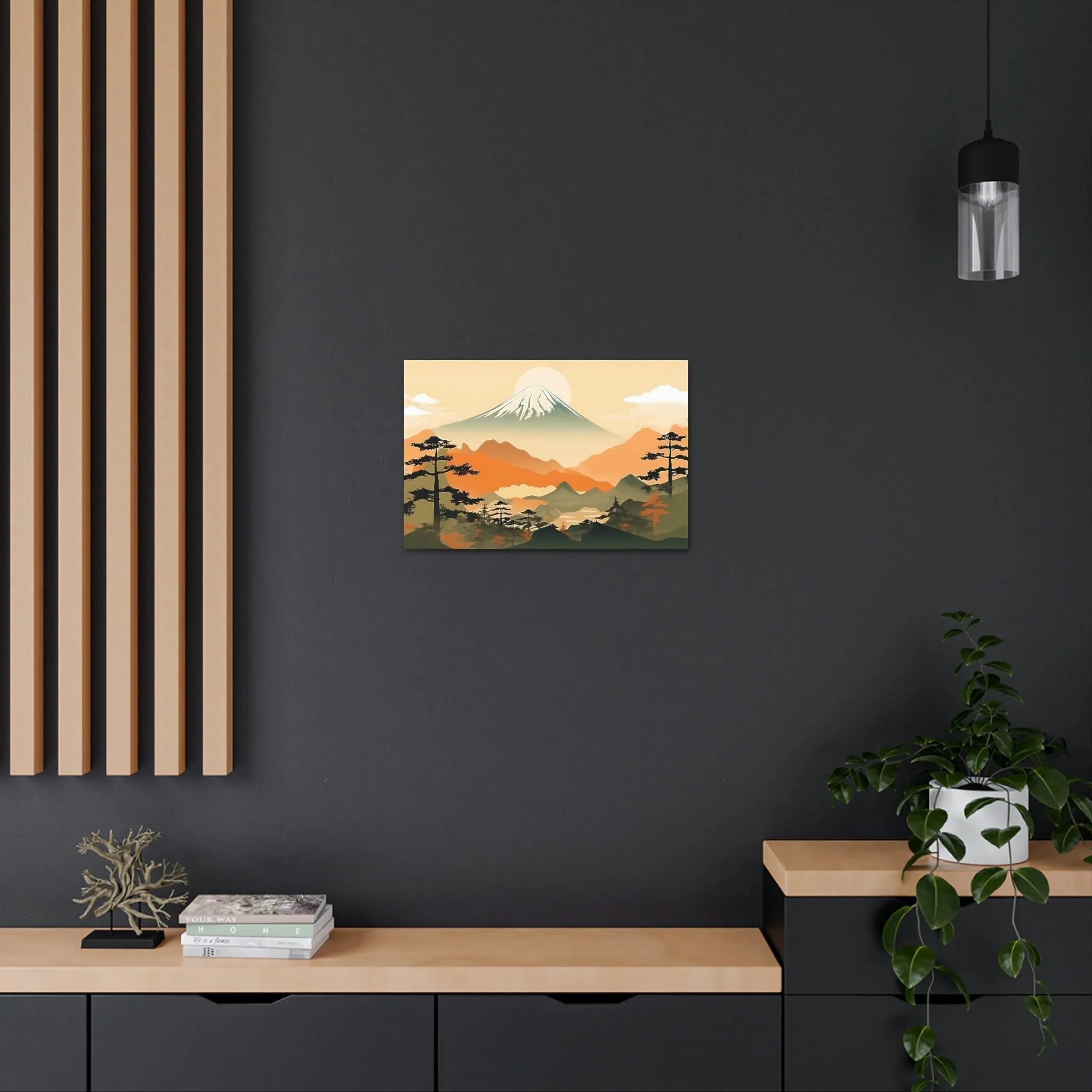 Japandi Ukiyo-e syle Mountain Scene | Canvas Gallery Wraps