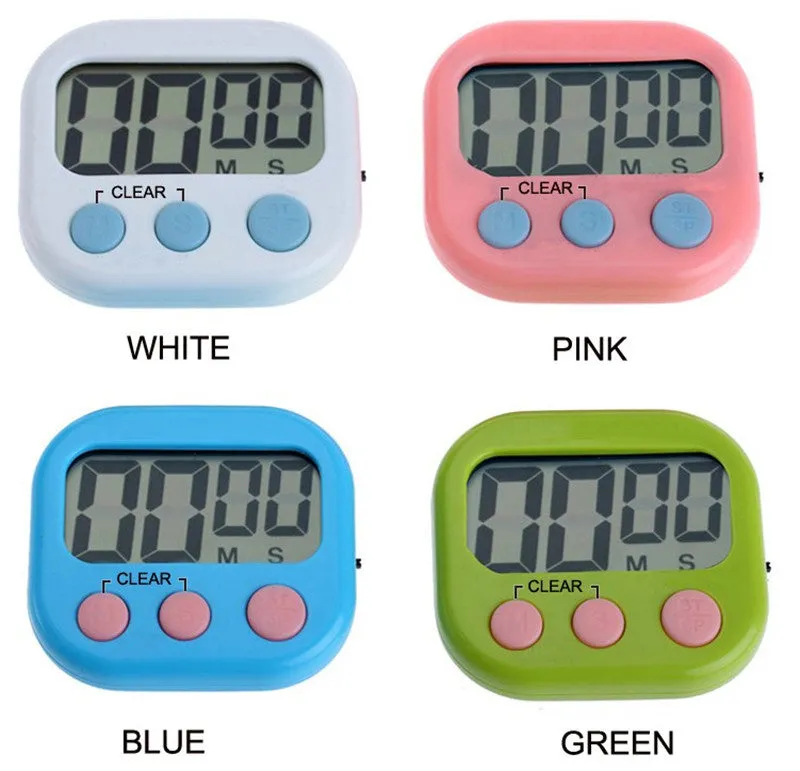 LCD Digital Kitchen Countdown Timer Alarm with Stand White Kitchen Timer Practical Cooking Timer Alarm Clock