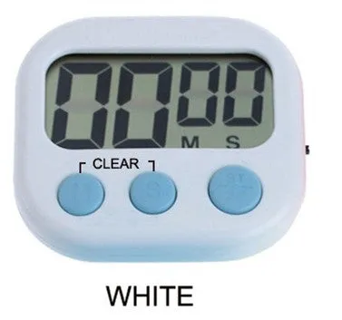 LCD Digital Kitchen Countdown Timer Alarm with Stand White Kitchen Timer Practical Cooking Timer Alarm Clock