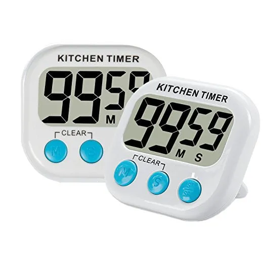 LCD Digital Kitchen Countdown Timer Alarm with Stand White Kitchen Timer Practical Cooking Timer Alarm Clock